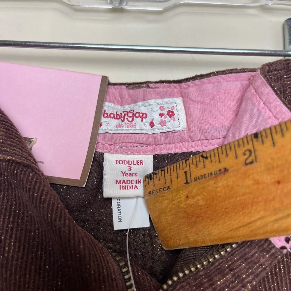 NWT BABY GAP GIRLS‎ BOOTCUT SPARKLY CORDUROY PANTS CORDS 3T 3 YEARS Brown